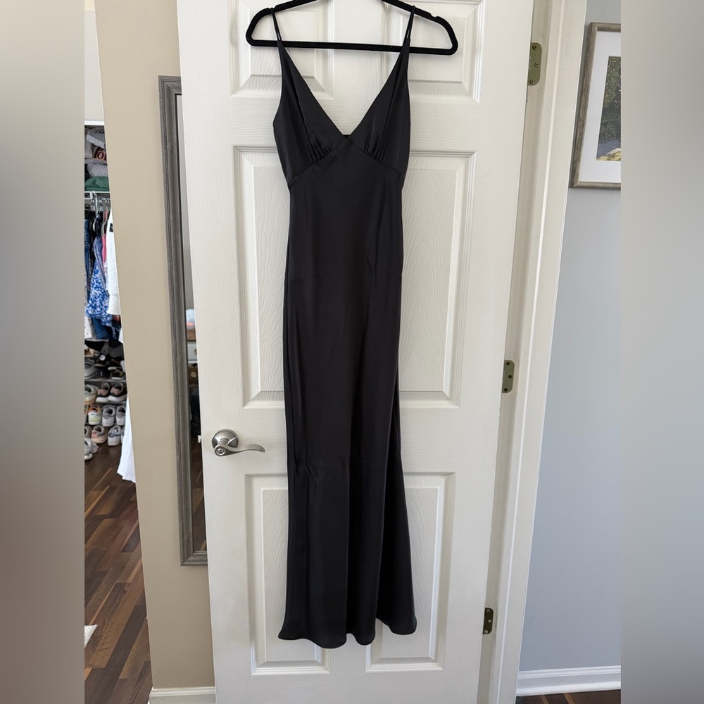 Black Maxi Slip Dress with V-Neck
